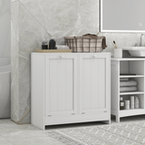 kleankin Tilt-Out Laundry Storage Cabinet with 2 Hampers – Bathroom & Bedroom Laundry Sorter, White