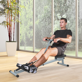 HOMCOM Rowing Machine with 12 Resistance Levels, LCD Monitor & Padded Seat – Home Gym Cardio Rower