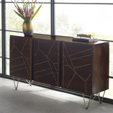 Extra Large Sideboard with Dark Gold Inlay, 3 Drawers & 2 Doors – Solid Wood Storage for Dining & Living Rooms