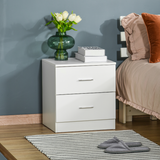 HOMCOM Bedside Table Nightstand with 2 Storage Drawers – Compact Modern Bedroom Cabinet