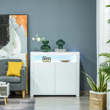 HOMCOM High Gloss LED Sideboard Cabinet with RGB Lighting – Modern Living Room Storage, White