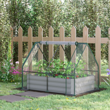 Outsunny Steel Raised Garden Bed with Greenhouse Cover – Dual-Use Planter Box with Roll-Up Window, Clear