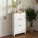 HOMCOM 18 Pair Shoe Storage Cabinet with 6 Shelves & 3 Drawers – Hallway Organiser, White