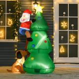 1.8m Inflatable Christmas Tree with Santa Claus & Dog, LED Lights – Self-Inflating Indoor & Outdoor Decoration