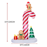 2.45m Light-Up Inflatable Candy Cane with Gingerbread Men – Christmas Blow-Up Decoration with Built-In LEDs