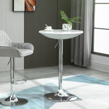 HOMCOM Bistro Pub Table with 360° Swivel Painted Top & Height-Adjustable Steel Base – Home Bar Counter Table, White