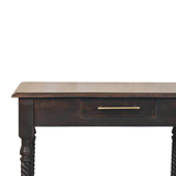 Artisan Furniture Solid Wood Cordelier Writing Desk with Rope-Twist Legs & 1 Drawer – Home Office, Dark Brown