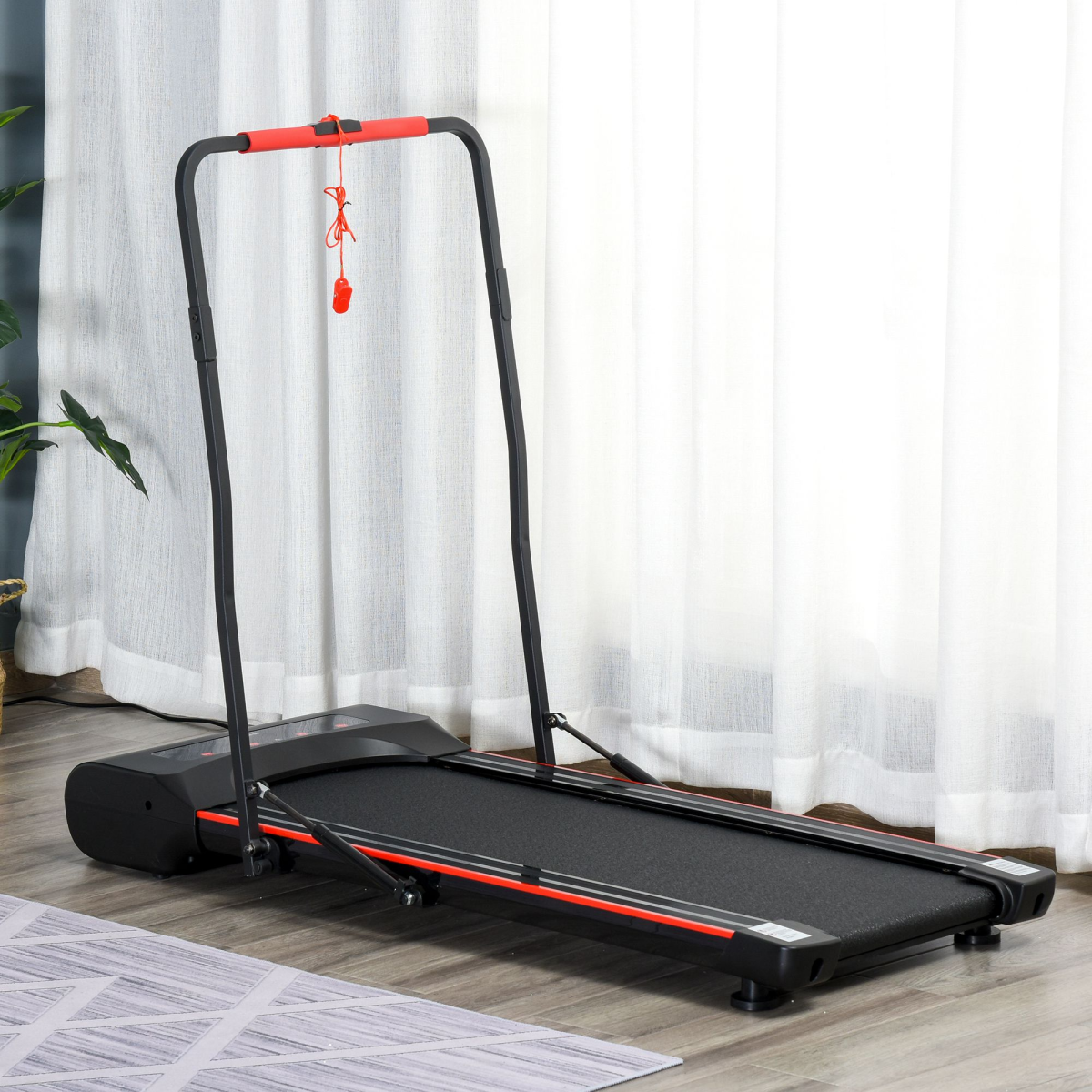 HOMCOM Folding Walking Machine with LED Display & Remote Control, 1–6km/h – Home Jogging Treadmill