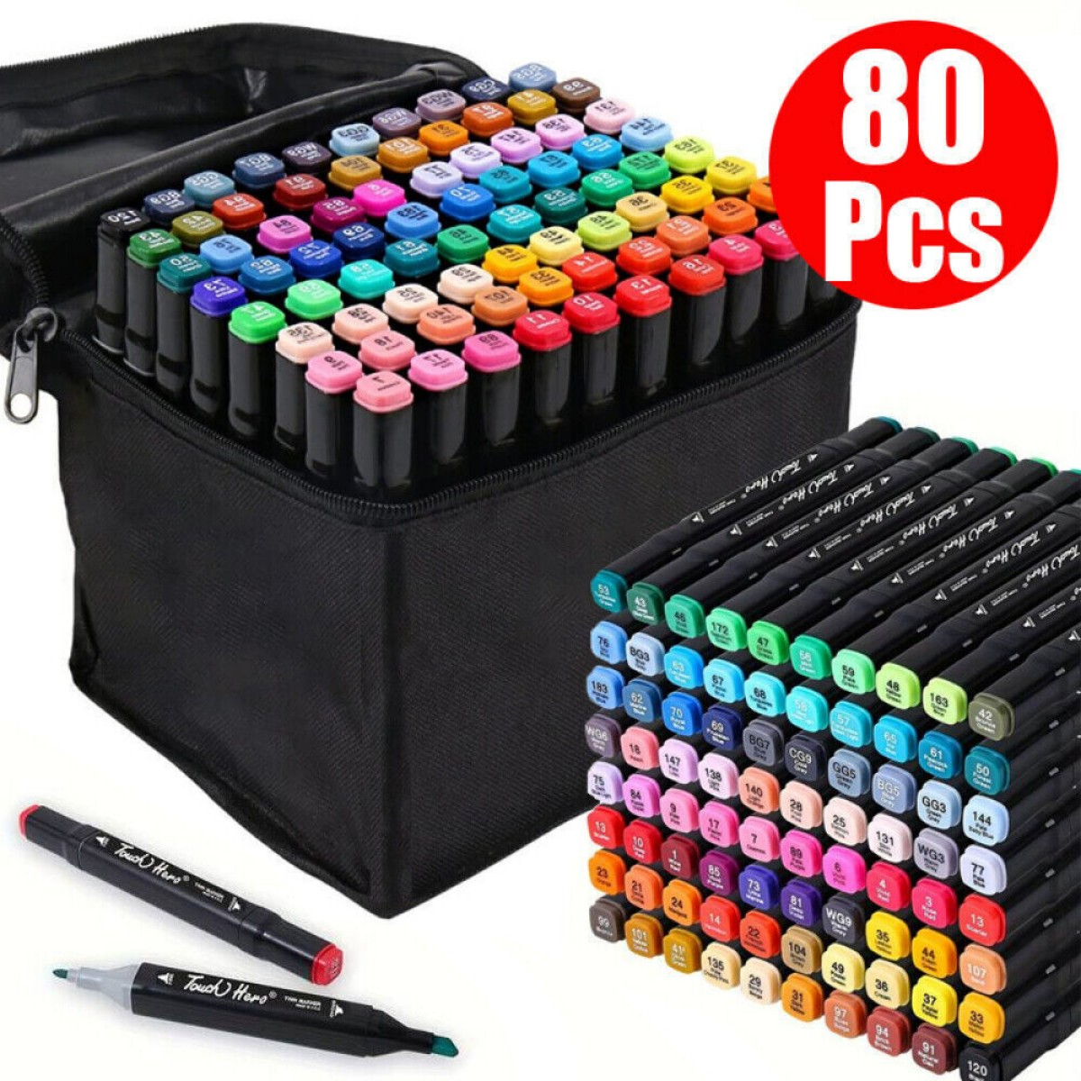 80 Colour Acrylic Paint Marker Pens Set – Permanent Dual Tip Markers for DIY, Graffiti & Sketching