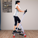 HOMCOM Foldable Mini Stepper Step Machine with Handlebar & LCD Display – Home Cardio Fitness, Red