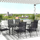 Outsunny Extending Garden Table with Slatted Top, 160/220 x 90 x 73 cm – Seats 6-8, Aluminium, Grey