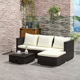 Outsunny Rattan Garden Corner Sofa Set with Storage Coffee Table & Reclining Seat – 4-Seater Wicker Patio Lounger