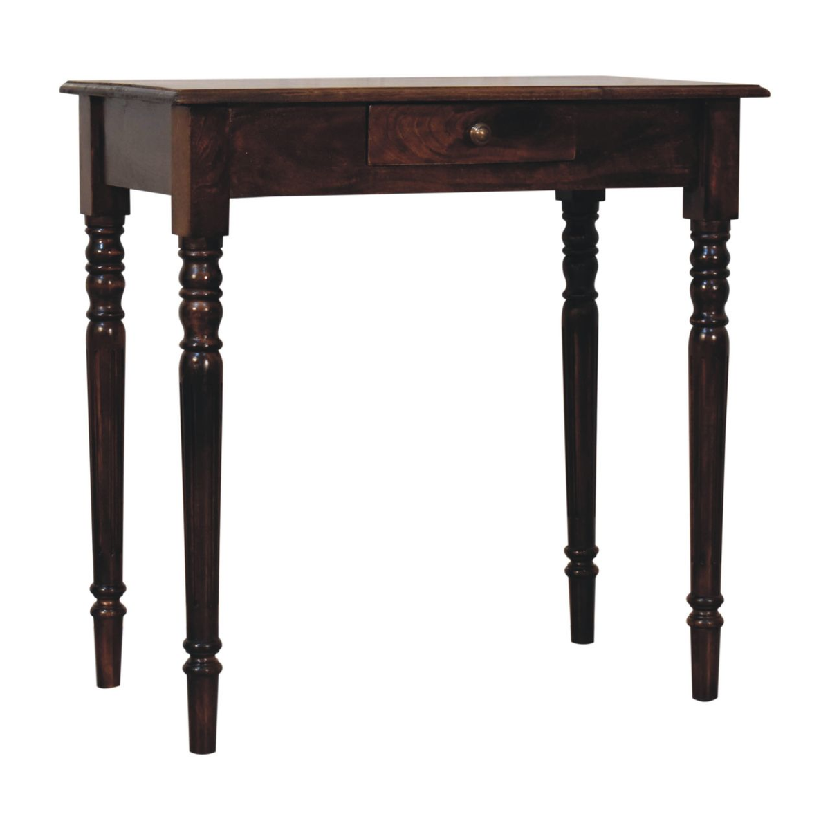 Artisan Furniture Solid Wood California Walnut Writing Desk with 1 Drawer – Vintage French Style, Dark Brown
