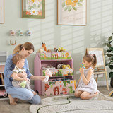 AIYAPLAY Kids Toy Storage Unit with 6 Fabric Boxes – Pink 3-Tier Playroom Organiser