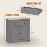 Kitchen Sideboard Storage Cabinet with Drawer & Adjustable Shelves – Freestanding Cupboard, Grey and Oak