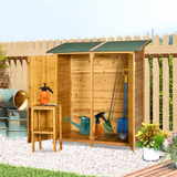 Outsunny Garden Storage Shed Tool Organiser with Removable Table and Lockable Door – 140 x 75 x 157 cm