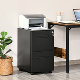 Vinsetto Mobile Lockable File Cabinet with Hanging File Rails & Partition – Under-Desk Storage, Black