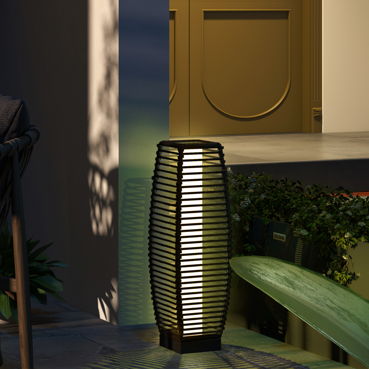 Outsunny Solar Rattan Floor Lamp with Auto On/Off LED & IP44 Water Resistance – Warm White Garden Light, Brown