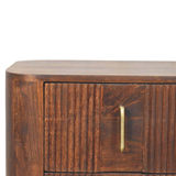 Artisan Furniture Solid Wood Marlowe Fluted Nightstand with 2 Drawers – California Walnut Bedside Table, Dark Brown