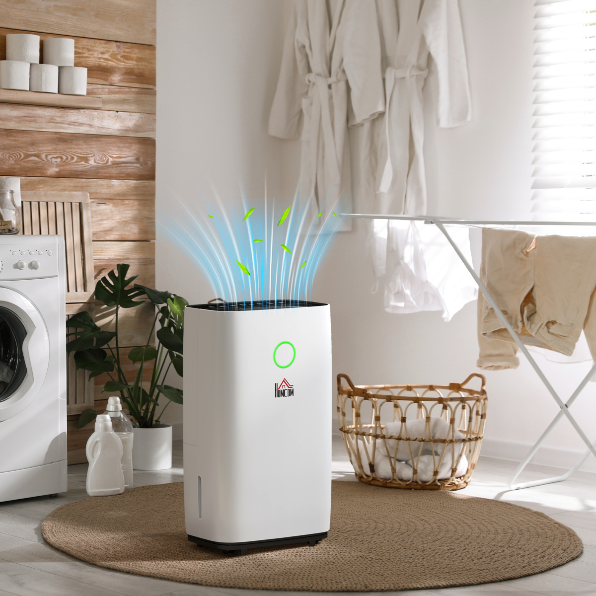 HOMCOM Portable Dehumidifier 20L/Day with 4000ml Tank – Quiet Damp Control for Home & Laundry Room