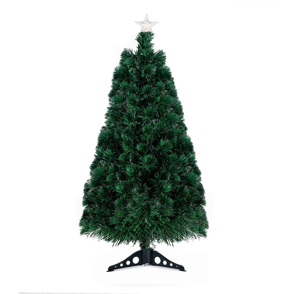 FCH 3ft Fibre Optic Christmas Tree with 85 Colour-Changing Branches, Top Star & Iron Stand – White