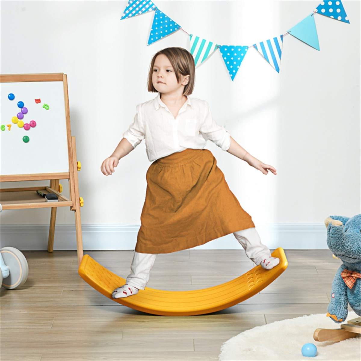 Kids Balance Board with Removable Anti-Slip Grips – Wobble Board for Posture, Core Strength & Coordination, Orange
