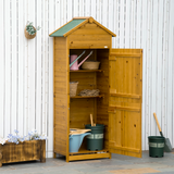 Outsunny Wooden Garden Storage Shed Tool Cabinet with Two Lockable Doors & Shelves – Fir Wood, 191.5cm