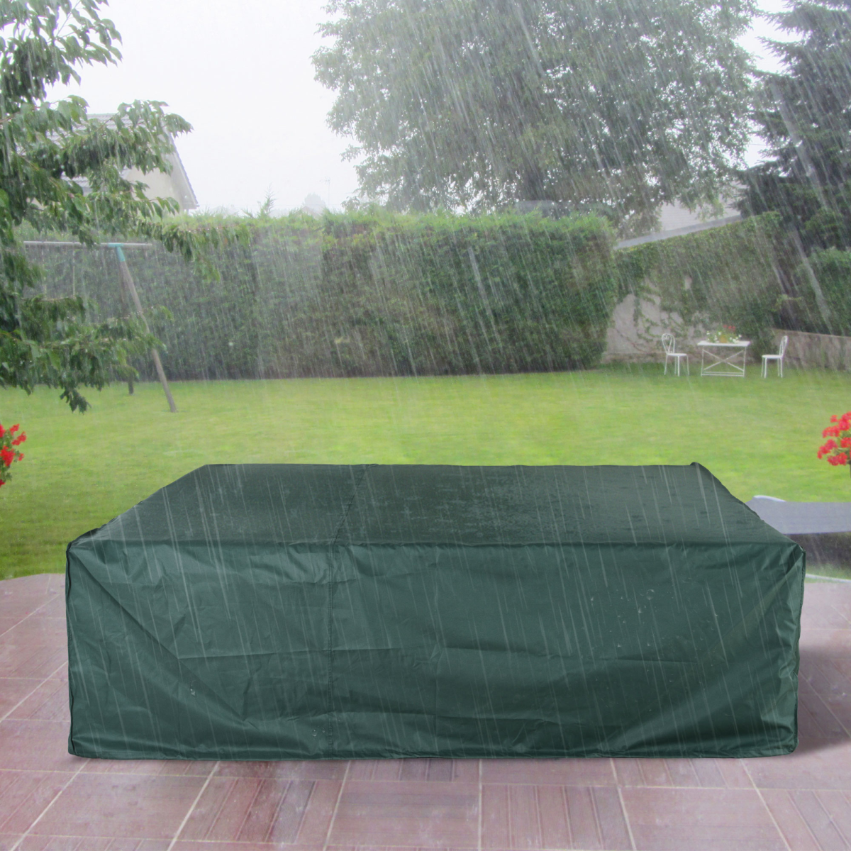 Outsunny Large Square 600D Waterproof Furniture Cover, 230 x 230 cm – PVC-Coated Outdoor Protection, Green