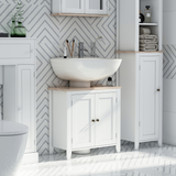 kleankin Pedestal Under-Sink Bathroom Cabinet with Double Doors – Space-Saving Storage for Small Bathrooms