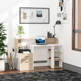 HOMCOM Multi-Storage Computer Workstation with Shelves, 2 Drawers & Printer Space – Home Office Desk, Oak