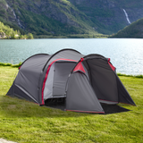 Outsunny 3 Man Camping Tent with 2 Rooms, Porch, Mesh Vents & Rainfly – 2000mm Waterproof Dome Tent