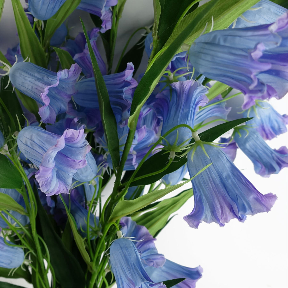 Leaf Trumpet Artificial Flower Stem, 100cm with Silk Flowers and Wired Shapable Stem, Blue