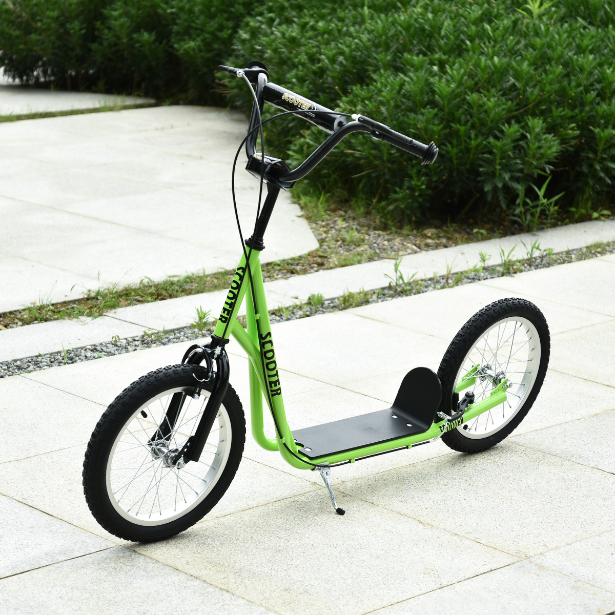 HOMCOM Kids Kick Scooter with 90-96cm Adjustable Handlebar, Dual Brakes & Inflatable Rubber Tyres – Ages 5+