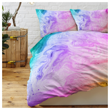 Rainbow Glitter Ombre Duvet Cover Set with 2 Pillow Shams – Unicorn Pastel Single Bedding