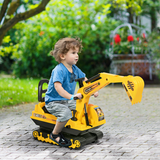 HOMCOM Kids Ride-On Excavator Toy with Rotating Body & Storage Box – 2-in-1 Toddler Walker Digger