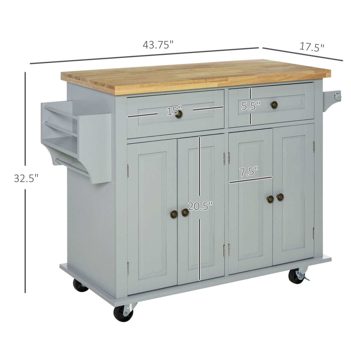 Modern Kitchen Storage Cabinet with 2 Drawers & Cupboards – Flat Worktop, Kitchen and Dining Room Furniture