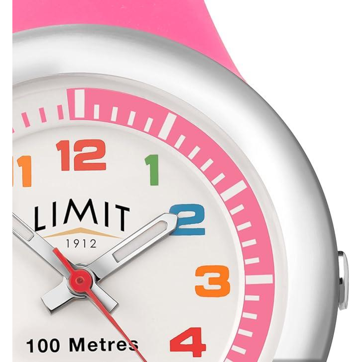 Limit Girls' Analogue Watch – White Dial, Pink Silicone Strap, 100m Water Resistant