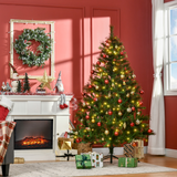 HOMCOM 6ft Pre-Lit Artificial Spruce Christmas Tree with 200 LED Lights & Foldable Metal Base – Green