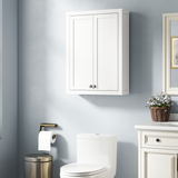 HOMCOM Wall Mounted Bathroom Cabinet with 2 Adjustable Shelves & Magnetic Doors – Space-Saving Storage, White