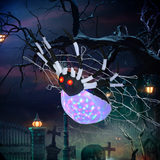 HOMCOM 5ft Halloween Inflatable Spider with LED Lights – Outdoor Garden Display, Cobweb Design, IP44
