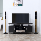HOMCOM 120cm TV Unit Entertainment Centre with Open Shelves & Two Cupboards – Living Room Media Storage