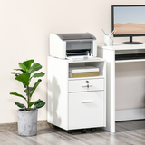 Vinsetto Mobile File Cabinet with Lockable Drawer, 5 Wheels & Open Shelf – Home Office Storage, White