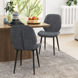 HOMCOM Upholstered Dining Chairs, Set of 2 with Padded Seats & Metal Legs – Armless Kitchen Chairs, Grey