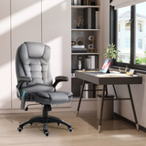 Executive Reclining Office Chair with Heated Massage, Padded Headrest & Swivel Base – Home Office, Grey