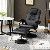 Massage Recliner Chair & Ottoman Footstool Set with High Density Cushioning – Living Room Relaxation, Black