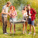 Outsunny Charcoal BBQ Grill with Griddle Plate, Side Basket & Shelves – Portable Camping Barbecue, Black