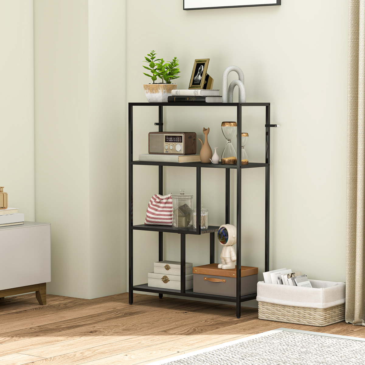4-Tier Open Bookcase & Display Shelf – Versatile Bookcase, Plant Stand or Room Divider