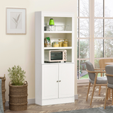 HOMCOM White Kitchen Cupboard Sideboard with 6-Tier Shelving & Double Doors – Storage Cabinet