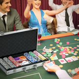 SPORTNOW 500-Piece Poker Chip Set with Mat, Aluminium Case & Two Card Decks – Game Night Kit for up to 10 Players