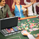 SPORTNOW 300-Piece Poker Chips Set with Mat, Two Decks of Cards & Aluminium Case – For Up to 8 Players